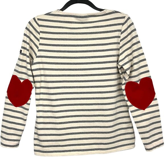 Saint James Vaujany Heart Patch Long Sleeve T Shirt Womens US 8 Striped Cotton - Picture 4 of 11